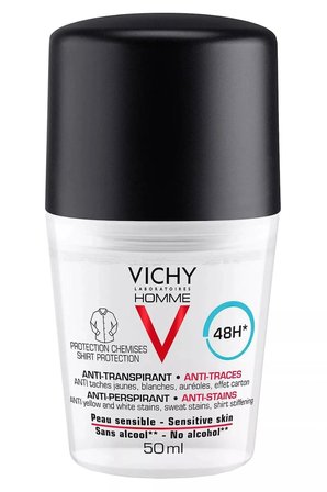 Vichy Homme 48H Antiperspirant Deodorant Anti-Mark Roll-On 50ml