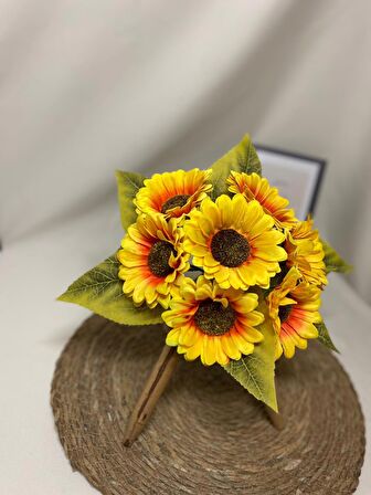 VEAL STORE  Yapay Çiçek 7 Kafalı 1.sınıf Kalite Ay Çiçeği Demedi Dekoratif