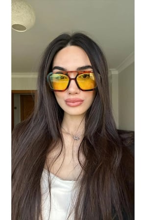 Vehla Leopar Desen Sarı Renk Trend Gözlük Güneş Gözlüğü Renkli Cam Yeni Sezon Büyük Gözlük