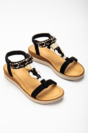 Suins Vella Model Taş ve Zincir Detaylı Sandalet