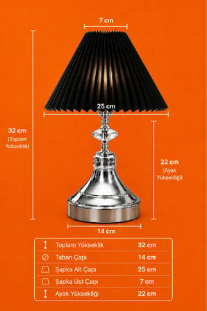 Modern kristal taş detaylı pileli şapkalı abajur gece lambası yatak başı lambası