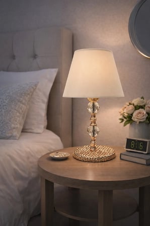 E SERSİ ROSE GOLD AYAKLI KUMAŞ BAŞLIKLI MASA ABAJURU AYDINLATMA LAMBASI YATAK ODASI LAMBASI