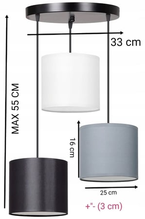 Modern Tasarım Salon Avize 3 Renkli Kumaş Şapkalar