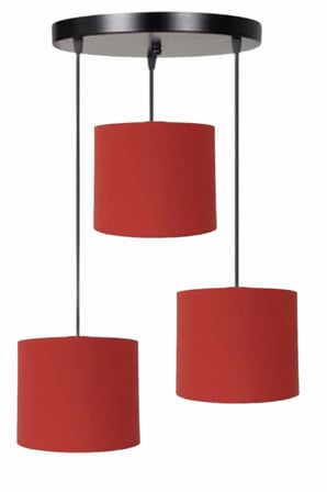 Kırmızı Renk Kumaş Şapkalı Salon Avize 3 Başlıklı