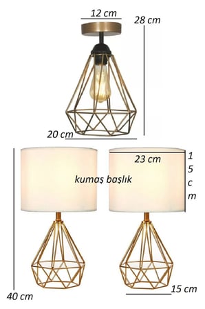 Aydınlatma Seti Tardu Salon Avize, Hol Avize Mutfak Avize 2 Adet Masa Abajur