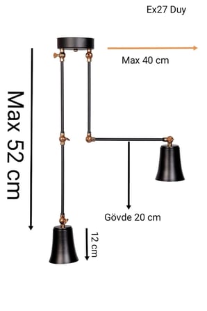 Şık Siyah Modern Sarkıt Avize, 6 Mafsal ve 2 Başlı Tasarım
