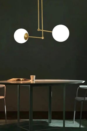 2 Adet Kartopu Camlı Dekoratif Salon Avize Metal Gövde