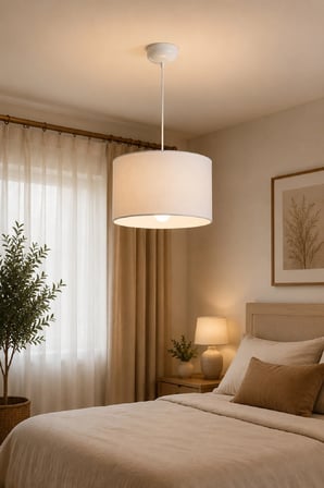 Kumaş Şapka Modern Sarkıt Avize (BEYAZ RENKLİ )