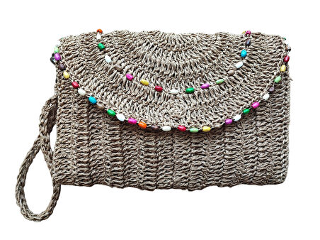 El Yapımı Boncuklu Kadın Porföy Clutch El Çantası
