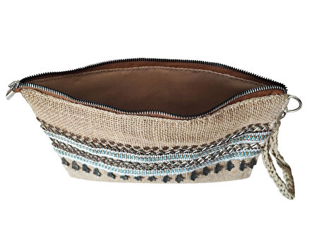 El Yapımı Boncuk İşlemeli Kadın Porföy Clutch El Çantası