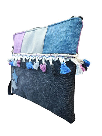 El Yapımı İşlemeli Kadın Portföy Clutch El Çantası 