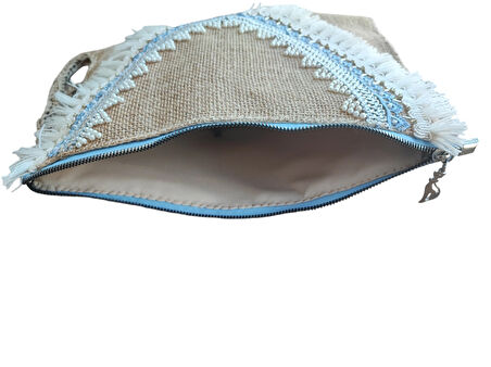 El Yapımı İnci Boncuk İşlemeli Kadın Portföy Clutch El Çantası