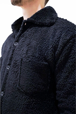 Unisex Siyah Peluş Ceket