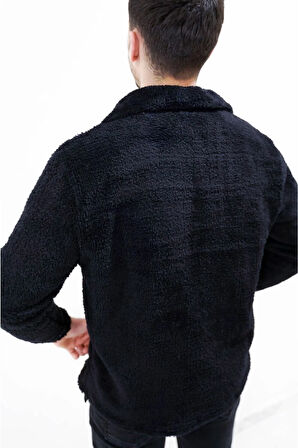 Unisex Siyah Peluş Ceket