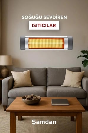 Şamdan Ikiz 3000W Infrared Isıtıcı Siyah Elektrikli Güçlü Panel Isıtıcı