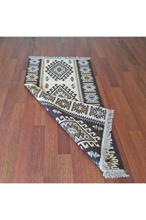 Çift Taraflı Kilim Yolluk Antik Tarz Eşme Desen Kahverengi