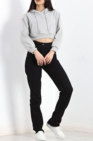 SBN Kadın Şardonlu Oversize Crop Sweat Gri1