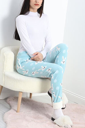 SBN Kadın Paçası Peluşlu Polar Cepli Pijama Altı Mint