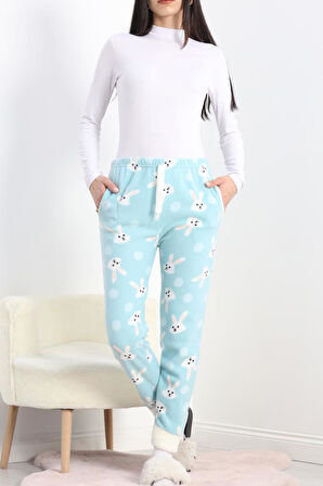 SBN Kadın Paçası Peluşlu Polar Cepli Pijama Altı Mint