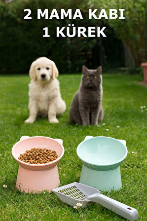 Kürek Hediyeli, Kedi Mama Kabı Ve Köpek Maması Kabı 2 Ad 11,5 X 11,7 X 8 Cm
