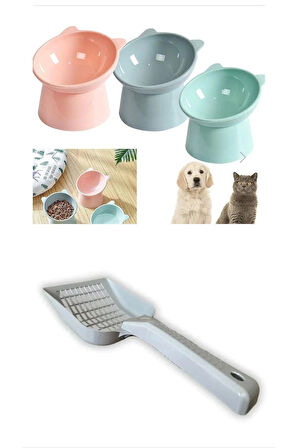 Kürek Hediyeli, Kedi Mama Kabı Ve Köpek Maması Kabı 2 Ad 11,5 X 11,7 X 8 Cm