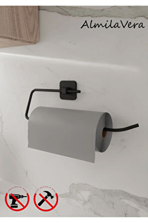 Siyah Kağıt Rulo Havluluk Peçetelik Yapışkanlı Tasarım Askı