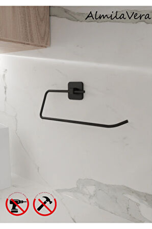 Siyah Kağıt Rulo Havluluk Peçetelik Yapışkanlı Tasarım Askı