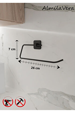 Siyah Kağıt Rulo Havluluk Peçetelik Yapışkanlı Tasarım Askı