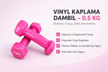 CKSpor 2’li Vinyl Dambıl Seti 0,5 KG x 2 – Evde Fitness & Pilates İçin Vinil Kaplı Demir Dambıl