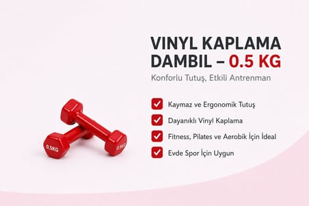 CKSpor 2’li Vinyl Dambıl Seti 0,5 KG x 2 – Evde Fitness & Pilates İçin Vinil Kaplı Demir Dambıl