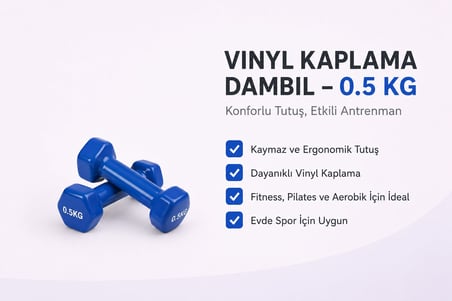 CKSpor 2’li Vinyl Dambıl Seti 0,5 KG x 2 – Evde Fitness & Pilates İçin Vinil Kaplı Demir Dambıl