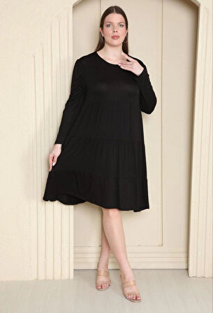 KADIN BÜYÜK BEDEN Viskon Kloş Çok Rahat Elbise