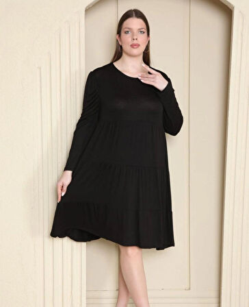 KADIN BÜYÜK BEDEN Viskon Kloş Çok Rahat Elbise