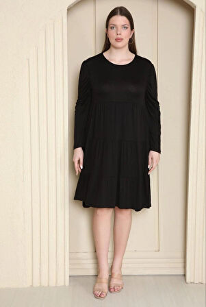 KADIN BÜYÜK BEDEN Viskon Kloş Çok Rahat Elbise