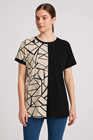 KADIN BÜYÜK BEDEN Özel Desen Viskon Bluz