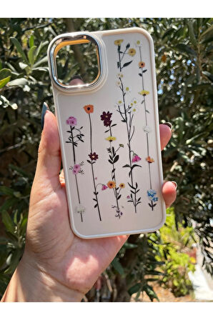 Apple iPhone 14 Uyumlu Lüx Silikon Vintage Kabartmalı Çiçek Desenli Şok Emici Telefon Kılıfı
