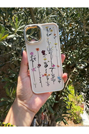 Apple iPhone 14 Uyumlu Lüx Silikon Vintage Kabartmalı Çiçek Desenli Şok Emici Telefon Kılıfı