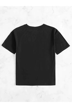 Kadın Siyah Vintage Sand Waves Baskılı Oversize T-shirt