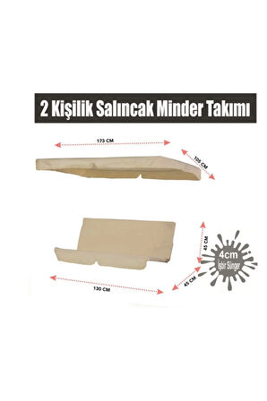 Bahçe Salıncağı Minder Seti 2 Kişilik Tenteli Salıncak Minder Seti Krem Renk