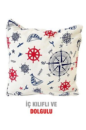 Kırlent Yastık Dolgulu Fermuarlı Vip Yastık 4 Adet-43x43 Cm(marin)