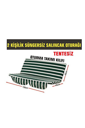 2 Kişilik Salıncak Oturağı (yeşil-beyaz) Bahçe Salıncağı Oturağı(süngersiz Tentesiz)