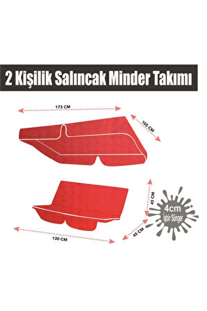 Salıncak Minder Seti 2 Kişilik Tenteli Salıncak Minder Seti Kırmızı Renk