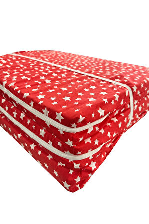 Katlanır Yatak Yer Yatağı Sünger Yatak Taşınabilen Tek Kişilik 80x180 Kırmızı Yıldız 6 Cm