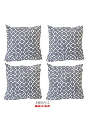 Kırlent Yastık Kılıfı Vip Yastık Kılıfı 4 Adet-43x43 Cm(griçatı)