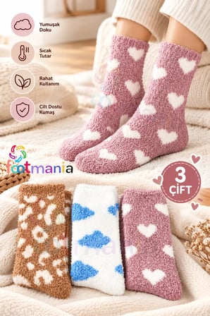 Kadın 3''lü Peluş Çorap Seti (SOFT TOUCH)