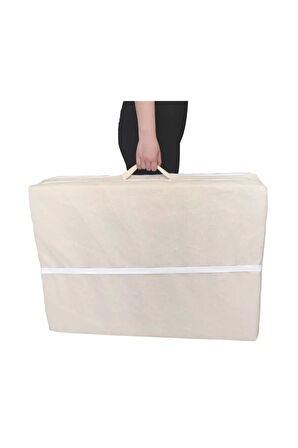Tek Kişilik Katlanır Yer Yatağı Sünger Yatak Krem 80x180 Cm-6 Cm