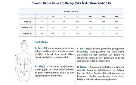 Bambu Kadın Uzun Kol Balıkçı Yaka İçlik Elbise Kod-1015