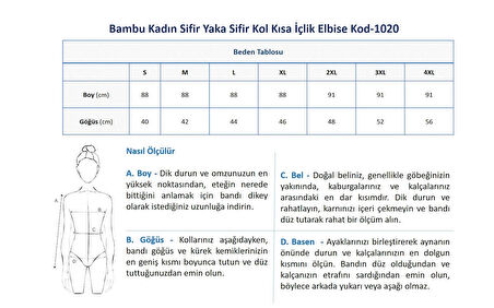 Bambu Kadın Sifir Yaka Sifir Kol Kısa İçlik Elbise Kod-1020