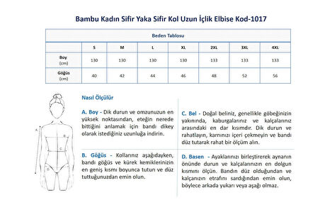 Bambu Kadın Sifir Yaka Sifir Kol Uzun İçlik Elbise Kod-1017