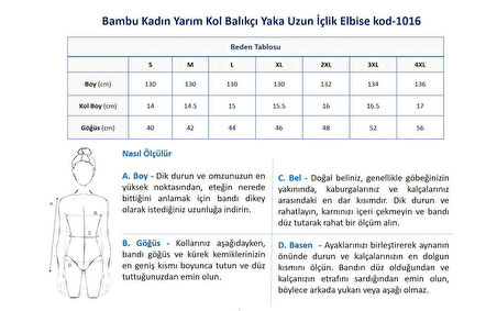 Bambu Kadın Yarım Kol Balıkçı Yaka Uzun İçlik Elbise Kod-1016